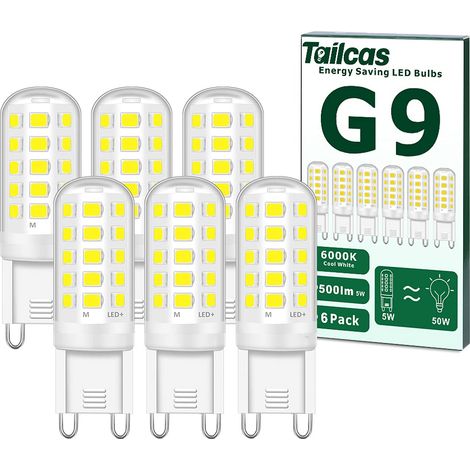 Led-ampullen G9, 5 W, Entspricht Einer Halogenlampe Von 50 W, Weiß, 6000 K, 500 Lm, Nicht Dimmbar, Ohne Szintillation, Ac 220–240 V, 6 Stück [energieklasse E]