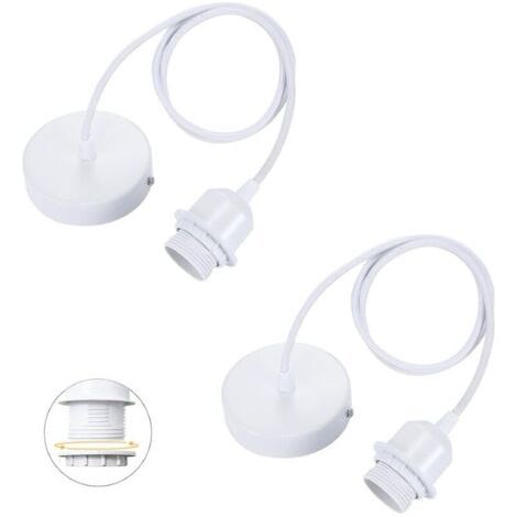 Set Mit 2 Pendelleuchten E27 Mit Sichtbarem Baguette, Verstellbarem Textilkabel 100 Cm, Kompatibel Mit Pendelleuchte, Ideal Für Die Küchenaufhängung