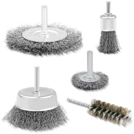 5er-set Drahtbürsten, Drahtbürste Für Bohrer 6 Mm Schaft, Schleifer Für Schraubendreher-bohrer Zum Reinigen Von Holz Und Metall Zum Entfernen Von Farbe/korrosion/rost