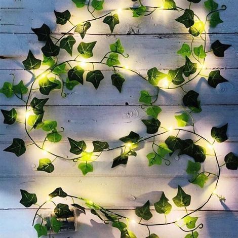 1 Stück 5 M Lange Blatt-lichterkette, Künstliche Pflanzen Mit 50 Leds Und Grünem Blatt, Led-ranken-lichterkette Für Garten, Hof, Haus, Terrasse, Hochzeitsfeier-dekoration