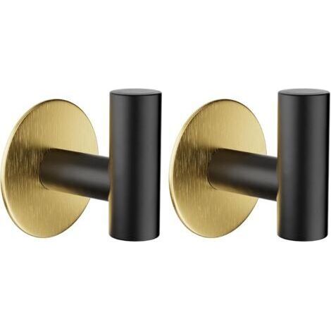 2 Stück Klebehaken, Bilderaufhänger Ohne Bohren, Selbstklebende Badezimmer-handtuchhaken, Edelstahl (schwarzgold)