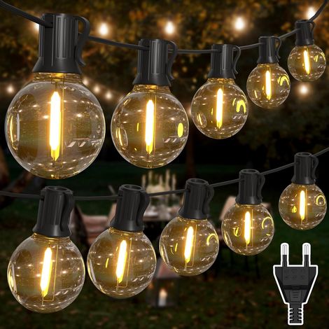 30 M Lange Lichterkette Für Den Außenbereich, Mit 50 + 2 G40-led-leuchtmitteln, Wasserdicht Ip45, Warmweiß, Ideal Für Terrasse, Hochzeit Und Weihnachten.