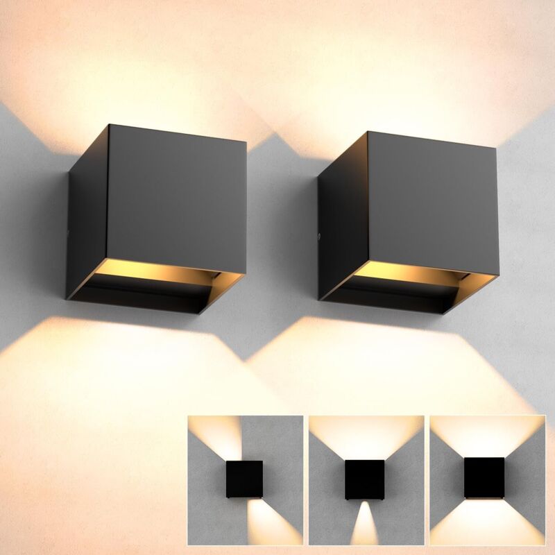 Wandleuchte Für Den Außenbereich/innenraum, 2 Teile, Led-wandleuchte, Ip65, 12 W, 3000 K, Weiß