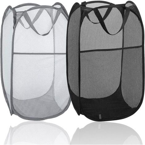 2er-pack Zusammenklappbarer Wäschekorb Aus Netzstoff Mit Robusten Griffen, Ideal Für Zuhause, Kinderzimmer, Uni, Wohnheim, Reisen
