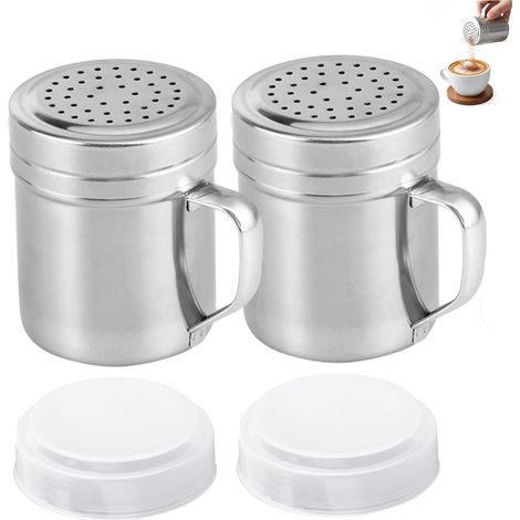 Salière Und Poivrière Aus Metall Mit Poignée 2-teilig Salière Und Poivrière Aus Rostfreiem Stahl Mit Drei Abdeckungen Für Die Küche Restaurant Salle À Manger 2, 8x3, 7 Pouces