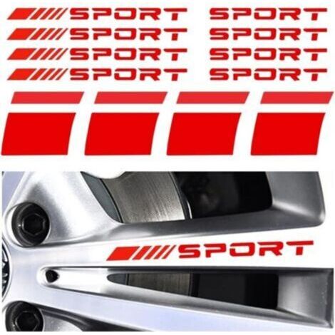 12pcs Reflektierende Autofelgenaufkleber, Sportreifen-logo-emblemstreifen, Radauto-buchstabenaufkleber, Aufkleberstreifen Für Autofelgen (rot)