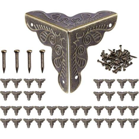 Möbelscharnier, Aktion, 40 Stück Vintage-ecke, Antike Möbelecke Aus Metall, Schutzecken Für Kisten Und Möbel Im Vintage-stil, Dekorative Möbel Im Bronze-look, Inklusive 160 Nägeln – 25 X 35