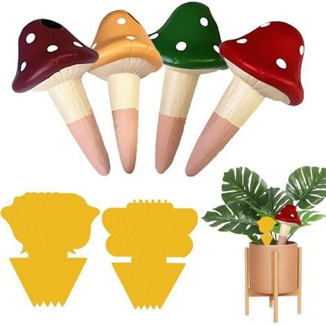 4 Stück Automatische Pflanzgefäße, Champignons Und Keramik Mit 10 Stück Etiketten Für Innere Und Äußere Pflanzen, Automatisches Trockenschneiden