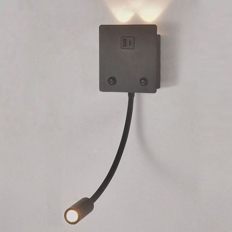 Drehbare Led-wandleuchte Mit Usb-anschluss, Leselicht Und Schalter, Ideal Für Schlafzimmer Oder Hotel.
