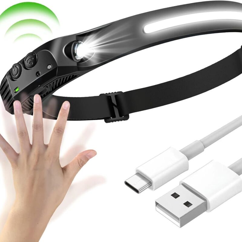 Wiederaufladbare Outdoor-led-stirnlampe – Leichte Usb-stirnlampe, Silikon-stirnlampe, Tragbare Arbeitsleuchte, Outdoor-lauflicht, Wasserdichte Taschenlampe Für Outdoor-laufen