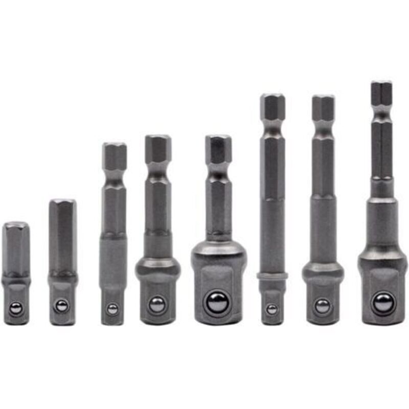 Pr-stecknussadapter-set Mit 8 Stück, 1/4-zoll-sechskantadapter Auf 1/4-zoll-, 3/8-zoll- Und 1/2-zoll-stecknuss Für Akku-bohrschrauber Und -schraubendreher, Steckschlüsseleinsätze Und Bithalter