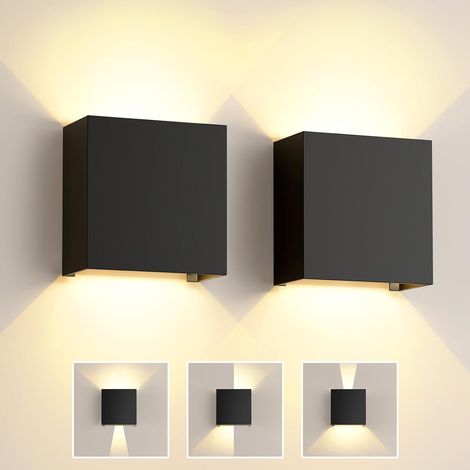 6 W Led-wandleuchte Für Den Innenbereich, 2er-pack Schwarze Außenwandleuchten, Einstellbarer Abstrahlwinkel, 3000 K Warmweiß, Ip65 Wasserdicht, Moderne Außenwandleuchte Für Schlafzimmer, Flur