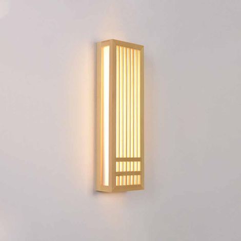 Japanische Retro-wandleuchte, Kreative Rechteckige Wandleuchte Aus Holz Mit Acryl-lampenschirm, Einfache Personalisierte Nachttisch-wandleuchten, Wandleuchten Mit Warmem Licht