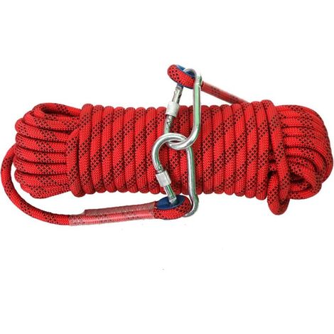 10 M Kletterseil Mit Lanyard, Nylon Und 2 Karabinern. Geeignet Zum Klettern, Abseilen Und Für Rettungssportarten.