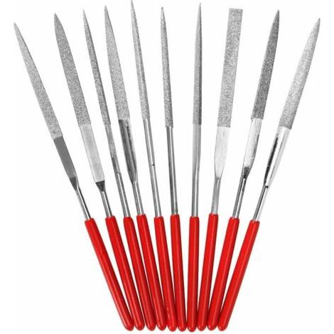 Kleines Diamant-nadelfeilen-set 140 Mm X 3 Mm, 10 Arten Gemischter Mini-nadelfeilen, Mit Präzisions-diamantbeschichtung