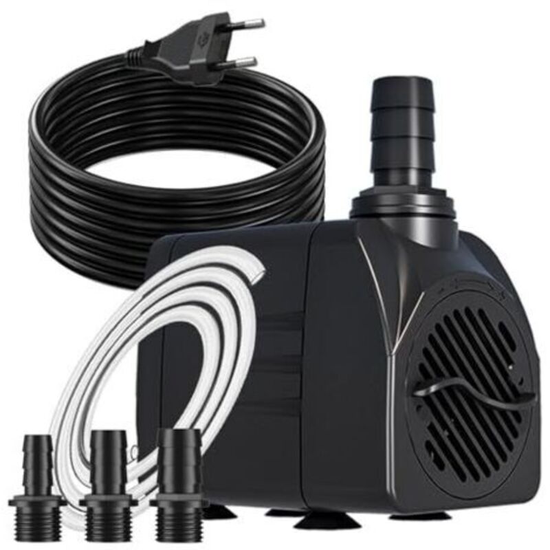 Brunnenpumpe, 25 W, 1500 L/h, Beckenpumpe Mit Extralangem 3-m-kabel, Schutzfunktion Gegen Den Aufsatz, Extrem Leise Aquariumpumpe, Wasserpumpe Für Brunnen, Systeme H