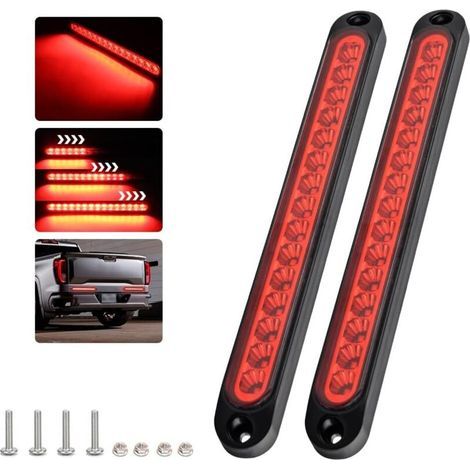 (rouge) 2-teiliges Freilaufgestell Mit 15 Leds, 12–24 V, 12–24 V-lichtleiste Für Dynamische Tagesfahrräder Für Kraftfahrzeuge, Suvs, Wohnmobile, Wohnmobile Und Wohnmobile