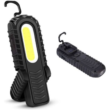 Wiederaufladbare Led-arbeitsleuchte, 5 W Cob-led-scheinwerfer-inspektionslampe Mit Haken Und Magnetfuß Für Auto, Camping, Notfall (schwarz)