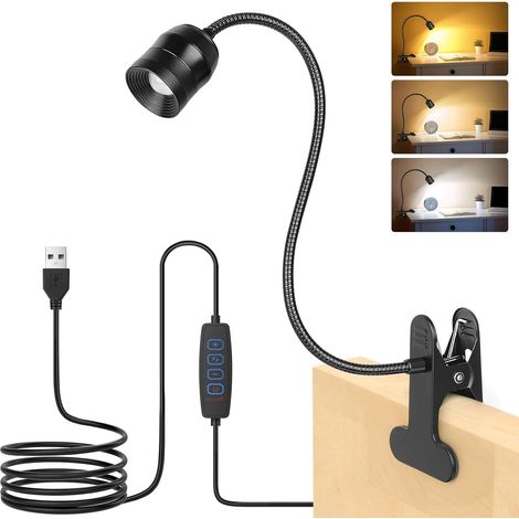 Klemm-leseleuchte Fürs Bett Mit 360° Flexiblem Gelenkarm, Led-leselampe Mit 3 Farbtemperaturen Und 10 Helligkeitsstufen, Ideal Zum Lernen, Lesen, Arbeiten Und Reisen.