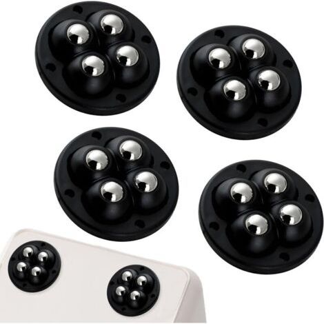 Packung Mit 4 Leichten, Selbstklebenden Rollen – 360°-mini-kugelrollen, Gesamtkapazität 30 Kg Für Stühle/kleinmöbel (schwarz)