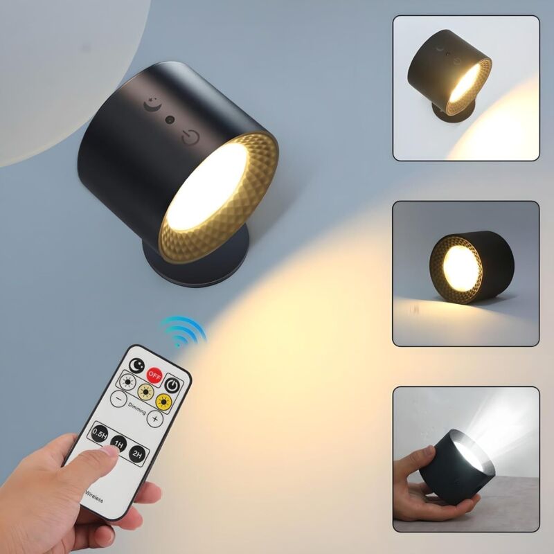 Schwarze Wandleuchte Für Den Innenbereich, 3 Temperaturen, 360° Drehbar, Touch-led-wandleuchte Mit Usb-ladeanschluss, Touch-steuerung, Led-nachtlicht Für Schlafzimmer, Küche, Flur, Wohnzimmer [energie