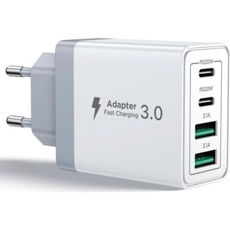 40 W 4-port-usb-c-ladegerät – 20 W Pd Und Qc 3,1 A Schnellladegerät – Kompatibles Iphone, Ipad, Samsung Galaxy – Schwer Entflammbares Abs-material