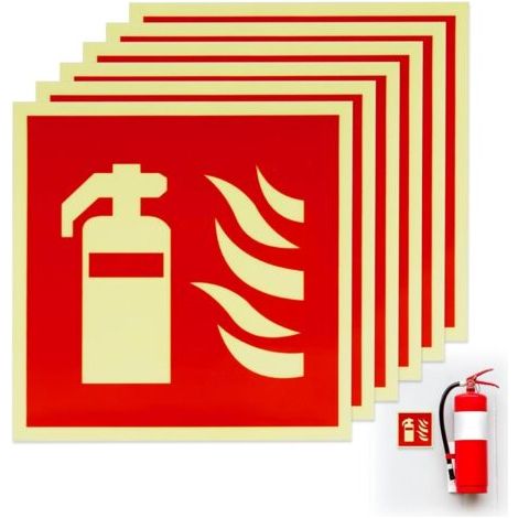 6 Stück Feuerlöscher-schild, Aufkleber, Alarm, Pvc, 10 X 10 Cm, Lumineszenz-feuerlöscher-platte, Sicherheit, Brandschutz, Hinweis Auf Uv-feuerlöscher, Für Zuhause, Büro, Baustelle