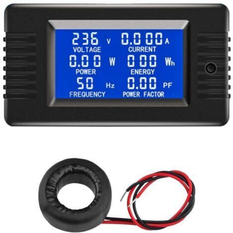 Pr Lcd Ampèremeter Numérique Voltmeter Ac 80-260v 100a, Compteur De Puissance 6-en-1 Panneau De Compteur D'Électricité Domestique, Type Fermé Compteur D'Énergie Ct Compteur De Puissance
