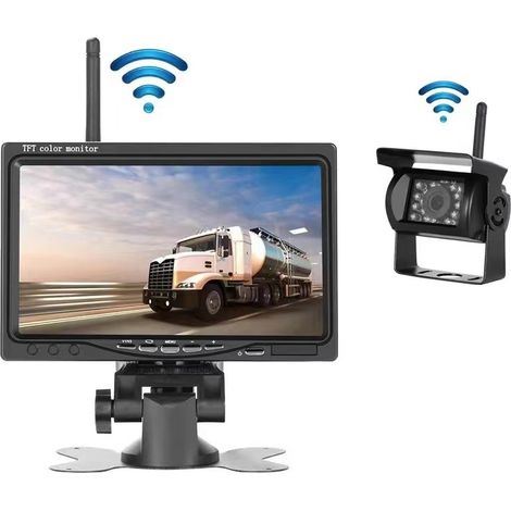 Kabelloses Rückfahrkamera-set + 7-zoll-lcd-monitor, 12 V–24 V, Wasserdicht, Mit Nachtsicht Für Wohnmobil/bus/anhänger/van/lkw/wohnwagen