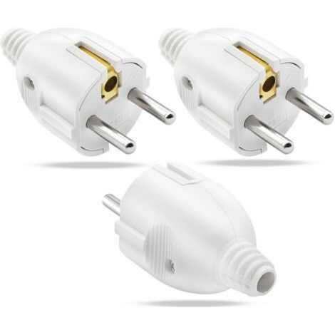 3 Sätze Männliches Steckdosen-set, Männlicher Elektrischer Stecker, 250 V 16 A Männliche Steckdose, Wasserdichter Stromstift-stecker, Weiß
