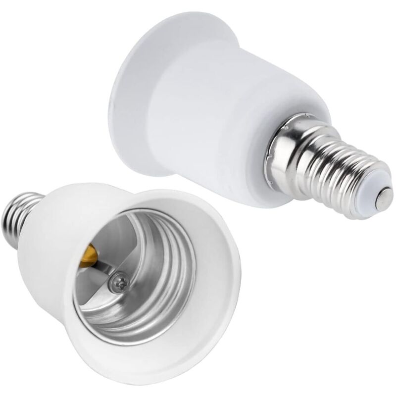 E14- Oder E27-adapter, Ses- Oder Es-konverter, 0–250 V, Für E27-ampullen, Led-ampullen, Glühlampen, Halogenlampen, Cfl-lampen, 2 Stück