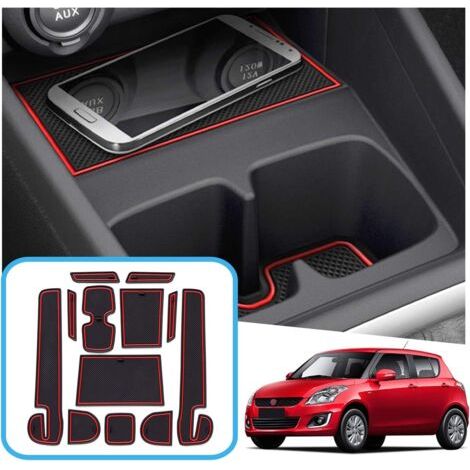 Suzuki Swift/sport/hybrid 2017–2021 2022 Anti-rutsch-matten, Suzuki Swift Gummimatte Für Mittelkonsolenarmlehne, Getränkehalter, Türdichtung (rot)