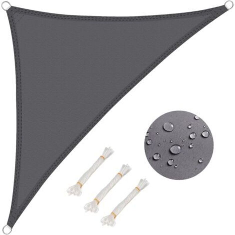 Dreieckiger Ombre-voile, 3 X 3 X 3 Meter, Wasserundurchlässig Und Atmungsaktiv, Aus Stoff Mit Uv-schutz, Ideal Für Gärten, Terrassen Und Campingplätze. Grau.