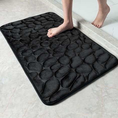 Rutschfester Badvorleger Aus Memory-schaum, Saugfähiger, Maschinenwaschbarer Badezimmerteppich, Duschvorleger Für Badezimmer, 40 X 60 Cm, Schwarz