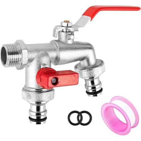 1/2 Zoll Gartenhahn Aus Messing: Mit Zwei 3/4 Zoll Auslässen, Ideal Für Gärten, Waschmaschinen Und Regentonnen.