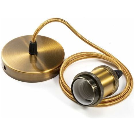 Metall-pendelleuchte, Hängelampe, E27-lampenfassungen Mit Kabel, Lampenfassung Verstellbar, Bronzefarbene Geflochtene Decken-pendelfassung 90 Cm, Für Deckenbeleuchtung (gold).