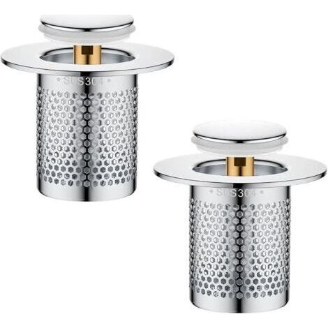 2 Stück Abflusssieb, Edelstahl-küchenspülenfilter, Pop-up-spülbeckenstopfen Mit Haarsieb, Bodenspülenfilter
