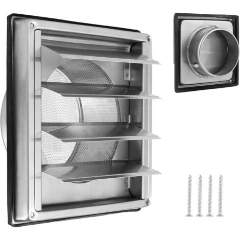 Edelstahl-lüftungsgitter 150 Mm Abschließbar Mit Moskitonetz, Rückschlagventil, Ideal Für Die Außenwandmontage Von Lüftungsanlagen Und Dunstabzugshauben