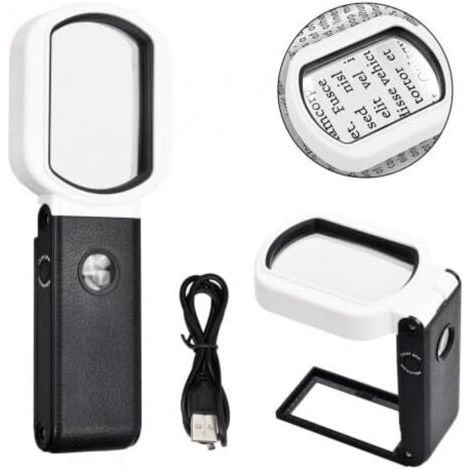 25x/10x Leselupe: Tragbare Lupe Mit 9 Leds Und Integriertem Ständer Zum Lesen Von Schmuck, Medaillen Und Textilien.