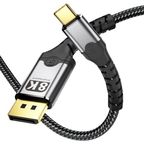 Usb-c-auf-displayport-kabel 2 M, Unterstützt 8k@60 Hz 4k@240 Hz (thunderbolt 4 Auf Displayport-kabel, Kompatibel Mit Iphone 16/15 Pro Max Macbook Pro Galaxy S24 S23-serie, Geflochten – (2 M)