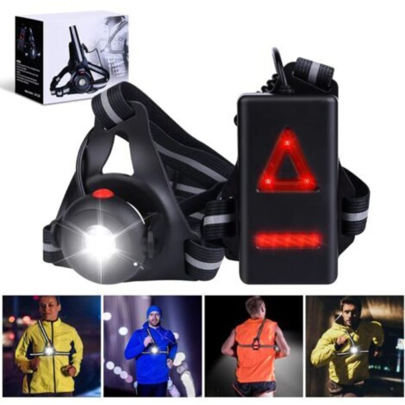 Lampe Running Usb Wiederaufladbar 500 Lumen – Ipx6 Étanche Lampe Pectorale Running 3 Modi – 90° Verstellbar – Zum Joggen, Camping, Laufen