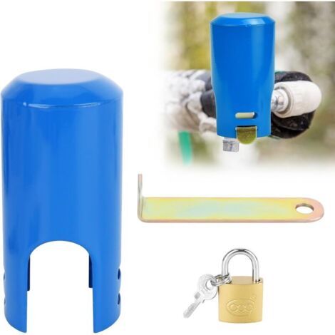 (bleu) Verrou De Robinet, Cadenas Robinet Exterieur, Systèmes De Verrouillage De Robinets, Serrure De Robinet Prévenir, Embout Robinet Tuyau D'Arrosage, Adaptateur Tuyau Arrosage
