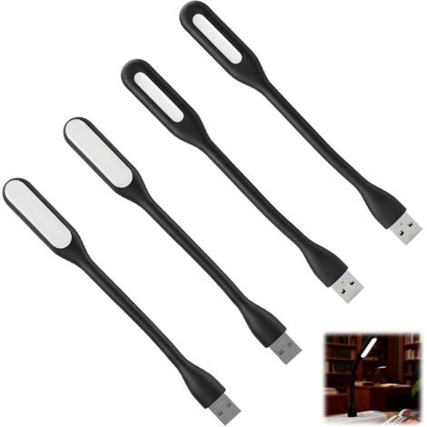 4 Stück Flexible Mini-usb-led-lampen Mit Schwanenhals Für Laptop, Tastatur, Schwarz – Flexible Schreibtischlampe, Usb-tastaturbeleuchtung, Tragbares Led-leselicht