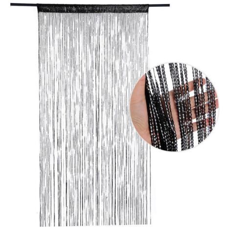 Glitzer-türvorhang, 100 X 200 Cm, Mit Quasten, Um Einen Raum Zu Unterteilen Und Die Privatsphäre Zu Wahren (schwarz)