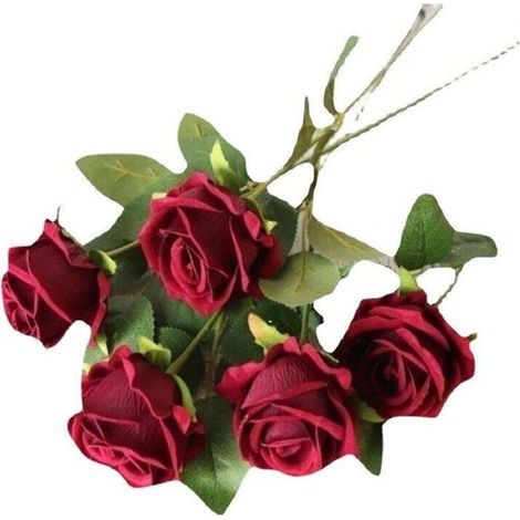 Set Mit 5 Künstlichen Rosen, Deko-kunstseidenblumen Mit Einzelnem Stiel, Realistische Blume Für Familie, Garten, Party, Hotel, Hochzeit, Dekoration, Blumendekor, 518 Cm (rot)
