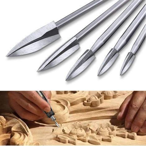 Holzgravur-bohrer, 5-teiliges Schnitzwerkzeug-set Für Drehwerkzeug-zubehör Mit 1/8-zoll-schaft, Universelle Anpassung
