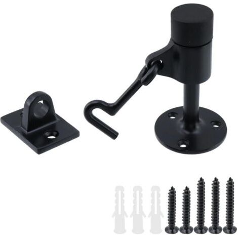 Türstopper Aus Edelstahl Mit Haken, Schwarzer Sicherheits-türstopper, Mit Schallabsorbierender Gummiauflage, 1 Stück.