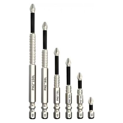 6-teiliges Magnetisches Schraubendreher-bit-set, Schlagbohrer-bits, Rutschfeste Kreuzschlitz-bits Für Elektrische Bohrmaschinen (25, 50, 65, 70, 90 Und 150 Mm)
