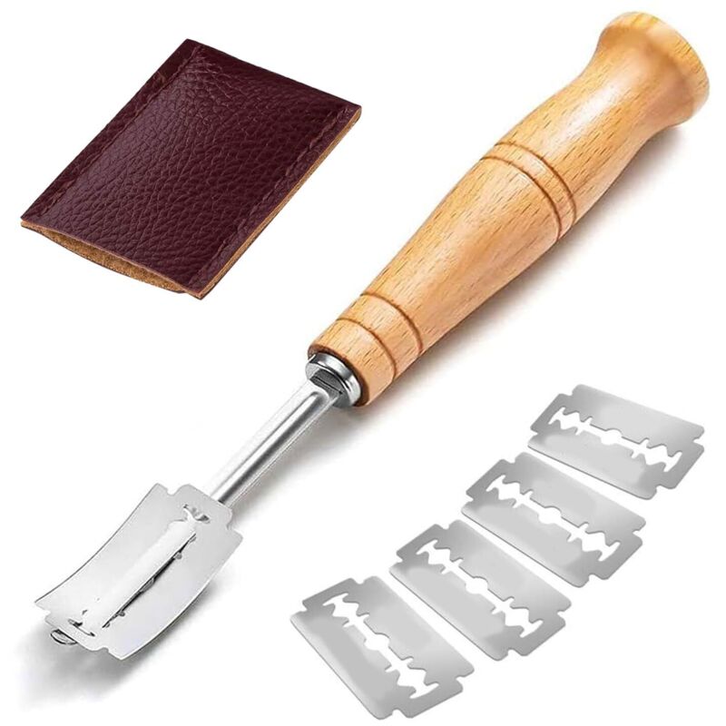 Bäckerschneidewerkzeug, Brotschneider, Teigklinge, Brotmesser Mit Holzgriff, Brotklinge, Bäckerklinge, Brotrasierer, Küchenbürste, Mit 5 Ersatzklingen, Zum Gravieren Von Brotmustern