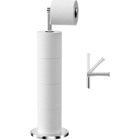 Toilettenpapierhalter (silber), Edelstahl, Freistehender Toilettenpapierspender, Schwere Basis, Rostfrei